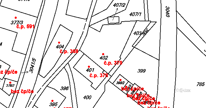 Rychnov nad Kněžnou 379 na parcele st. 402 v KÚ Rychnov nad Kněžnou, Katastrální mapa