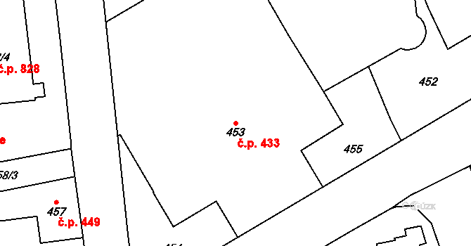 Dobruška 433 na parcele st. 453 v KÚ Dobruška, Katastrální mapa