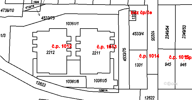 Hrušovany nad Jevišovkou 1013 na parcele st. 2211 v KÚ Hrušovany nad Jevišovkou, Katastrální mapa