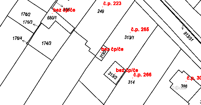 Uherské Hradiště 107314282 na parcele st. 313/2 v KÚ Sady, Katastrální mapa
