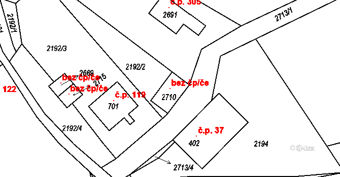 Rusava 107401282 na parcele st. 2710 v KÚ Rusava, Katastrální mapa
