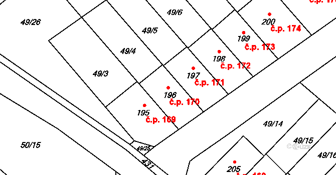 Přerov XI-Vinary 170, Přerov na parcele st. 196 v KÚ Vinary u Přerova, Katastrální mapa