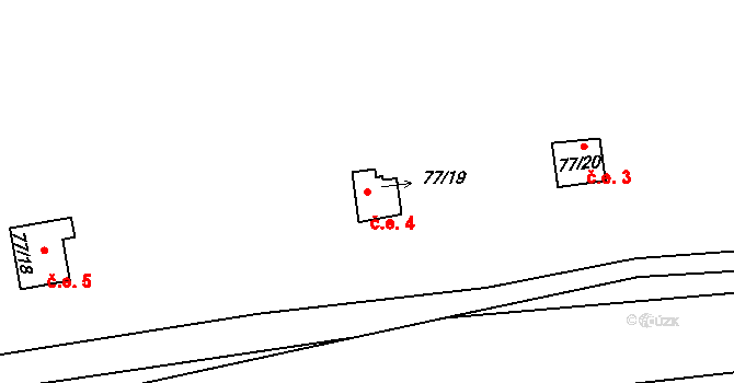 Malešín 4, Řehenice na parcele st. 77/19 v KÚ Malešín, Katastrální mapa