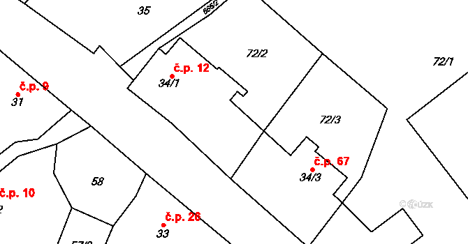 Ujkovice 12 na parcele st. 34/1 v KÚ Ujkovice, Katastrální mapa