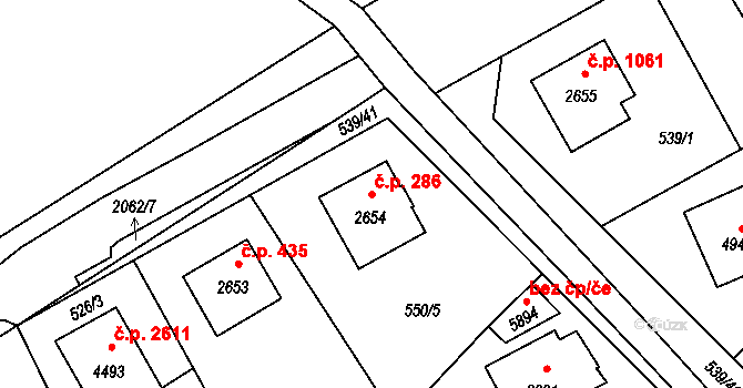 Šumperk 286 na parcele st. 2654 v KÚ Šumperk, Katastrální mapa