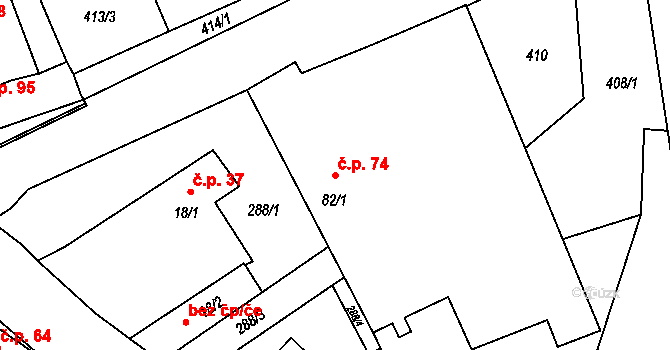 Jarošov nad Nežárkou 74 na parcele st. 82/1 v KÚ Jarošov nad Nežárkou, Katastrální mapa