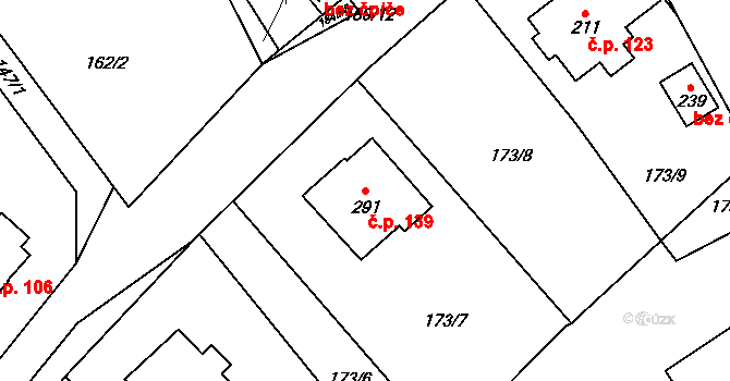 Hluboká u Borovan 139, Borovany na parcele st. 291 v KÚ Hluboká u Borovan, Katastrální mapa