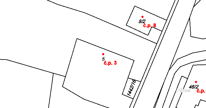 Číhalín 3 na parcele st. 5 v KÚ Číhalín, Katastrální mapa