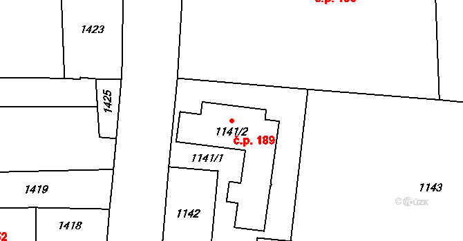 Paskov 189 na parcele st. 1141/2 v KÚ Paskov, Katastrální mapa