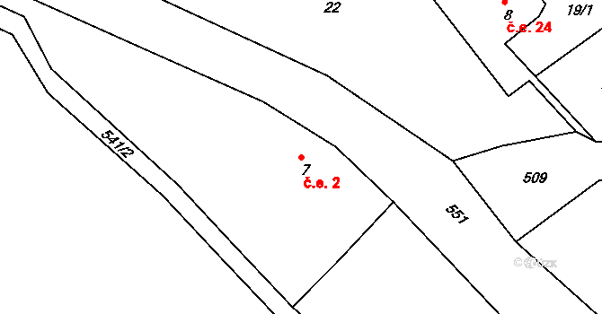 Lužec 2, Nejdek na parcele st. 7 v KÚ Lužec u Nejdku, Katastrální mapa