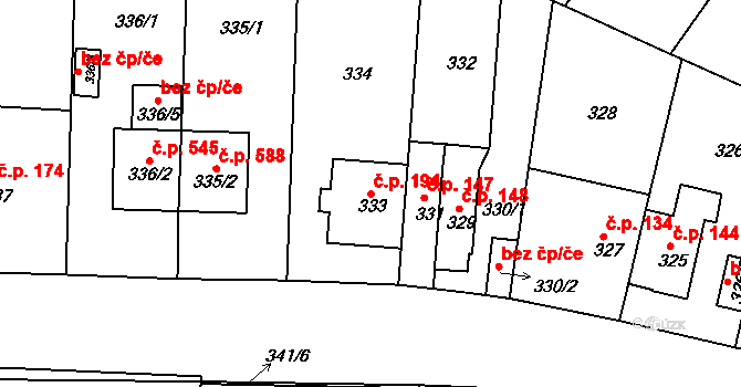 Hlubočepy 194, Praha na parcele st. 333 v KÚ Hlubočepy, Katastrální mapa