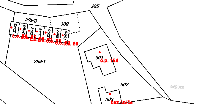 Rumburk 2-Horní Jindřichov 154, Rumburk na parcele st. 301 v KÚ Horní Jindřichov, Katastrální mapa