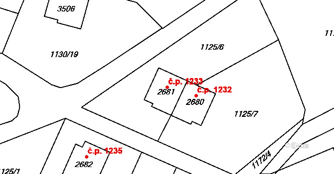 Vrchlabí 1233 na parcele st. 2681 v KÚ Vrchlabí, Katastrální mapa