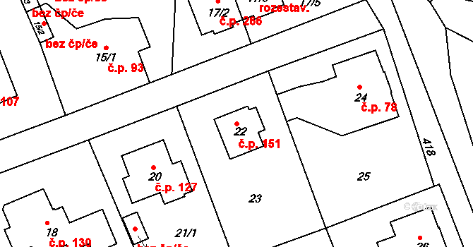 Liberec IX-Janův Důl 151, Liberec na parcele st. 22 v KÚ Janův Důl u Liberce, Katastrální mapa