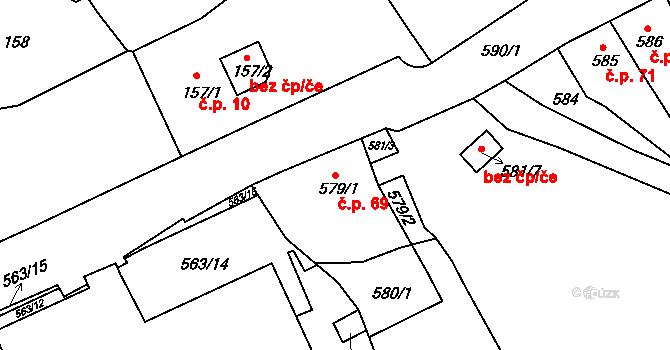 Pražské Předměstí 69, Bílina na parcele st. 579/1 v KÚ Bílina, Katastrální mapa