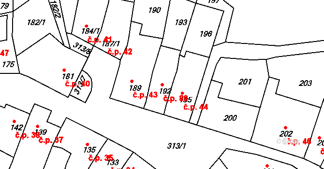 Horákov 89, Mokrá-Horákov na parcele st. 192 v KÚ Horákov, Katastrální mapa
