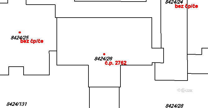 Jižní Předměstí 2762, Plzeň na parcele st. 8424/26 v KÚ Plzeň, Katastrální mapa