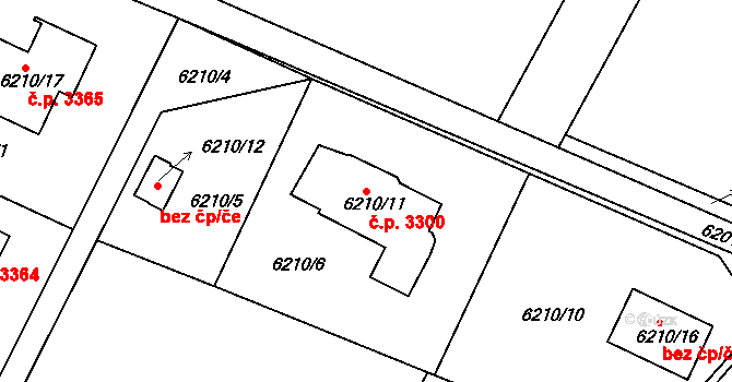 Frýdek 3300, Frýdek-Místek na parcele st. 6210/11 v KÚ Frýdek, Katastrální mapa