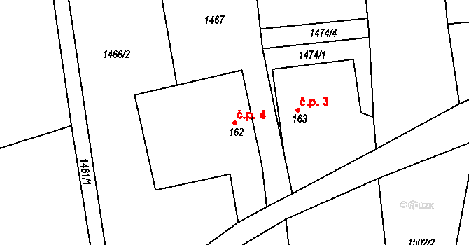 Jelínek 4, Kamenec u Poličky na parcele st. 162 v KÚ Kamenec u Poličky, Katastrální mapa