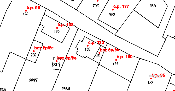 Výčapy 133 na parcele st. 160 v KÚ Výčapy, Katastrální mapa