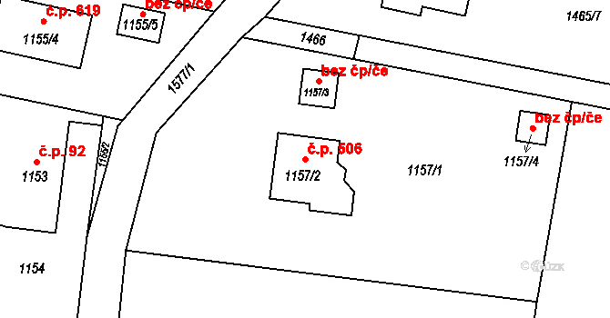 Řepiště 506 na parcele st. 1157/2 v KÚ Řepiště, Katastrální mapa