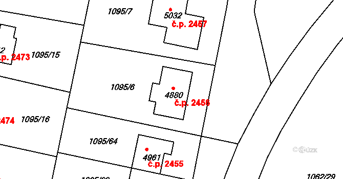 Nymburk 2456 na parcele st. 4880 v KÚ Nymburk, Katastrální mapa