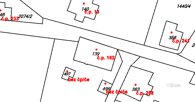 Horní Podluží 162 na parcele st. 139 v KÚ Horní Podluží, Katastrální mapa