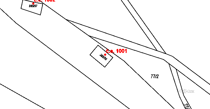 Bítov 1001 na parcele st. 385/56 v KÚ Bítov, Katastrální mapa
