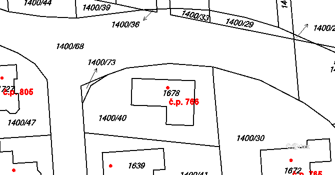 Rožmitál pod Třemšínem 766 na parcele st. 1678 v KÚ Rožmitál pod Třemšínem, Katastrální mapa