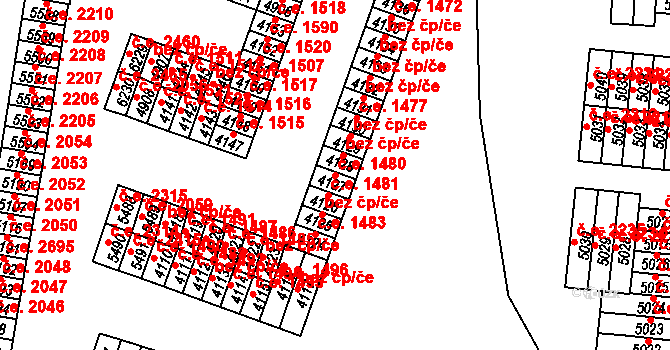 Cheb 1480 na parcele st. 4127 v KÚ Cheb, Katastrální mapa