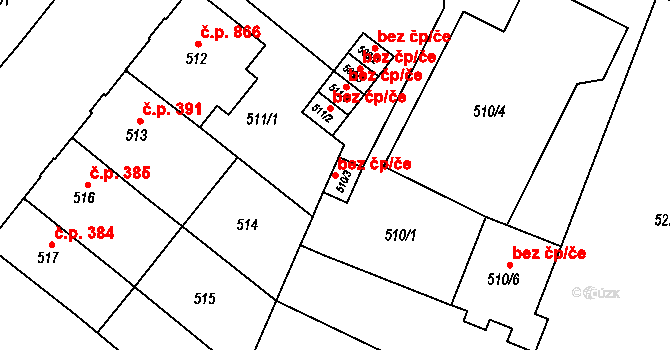 Opava 38088282 na parcele st. 510/3 v KÚ Opava-Předměstí, Katastrální mapa