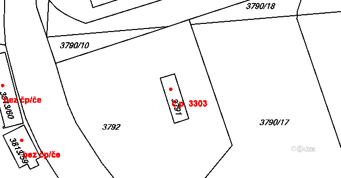 Kročehlavy 3303, Kladno na parcele st. 3791 v KÚ Kročehlavy, Katastrální mapa