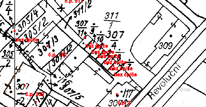 Heřmanova Huť 39639282 na parcele st. 307/4 v KÚ Vlkýš, Katastrální mapa