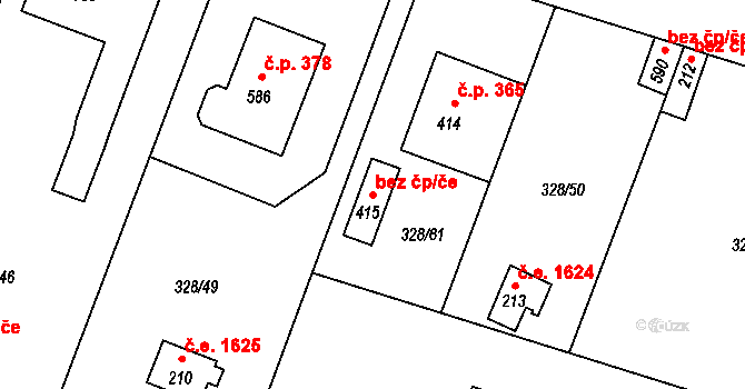 Kamenice 39894282 na parcele st. 415 v KÚ Štiřín, Katastrální mapa