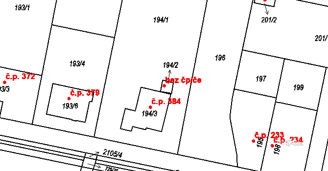 Jaroměř 40095282 na parcele st. 194/2 v KÚ Josefov u Jaroměře, Katastrální mapa