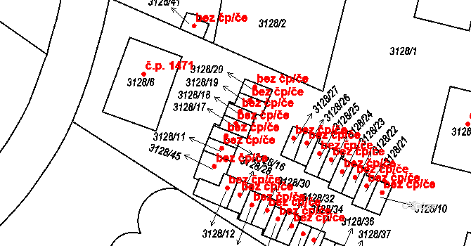 Praha 40425282 na parcele st. 3128/17 v KÚ Dejvice, Katastrální mapa