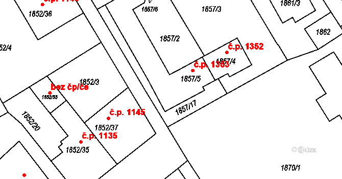 Holešov 42190282 na parcele st. 1857/5 v KÚ Holešov, Katastrální mapa