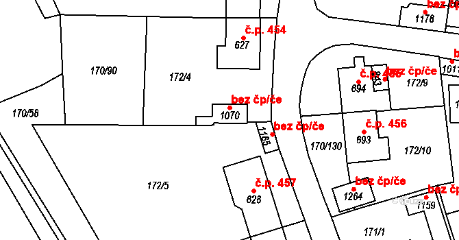 Košťany 42653282 na parcele st. 1070 v KÚ Košťany, Katastrální mapa