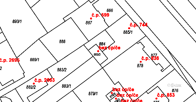 Opava 43787282 na parcele st. 885/3 v KÚ Opava-Předměstí, Katastrální mapa