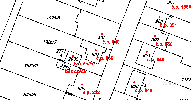 Kateřinky 839, Opava na parcele st. 891 v KÚ Kateřinky u Opavy, Katastrální mapa