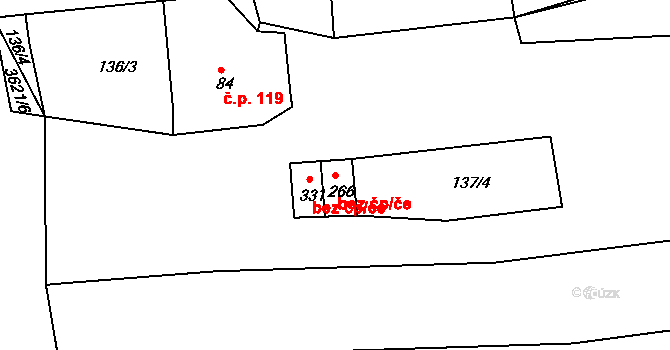 Pocinovice 45239282 na parcele st. 266 v KÚ Pocinovice, Katastrální mapa