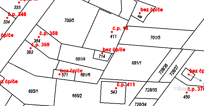 Staňkov 45245282 na parcele st. 714 v KÚ Staňkov-ves, Katastrální mapa