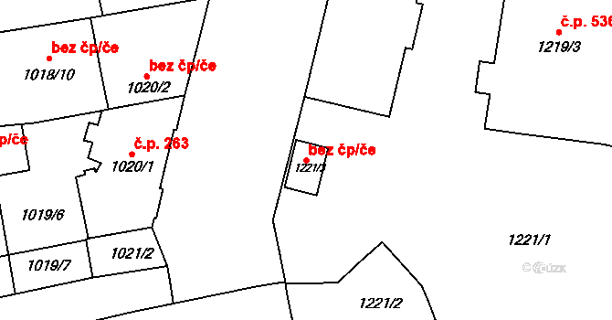 Brno 45581282 na parcele st. 1221/3 v KÚ Komárov, Katastrální mapa