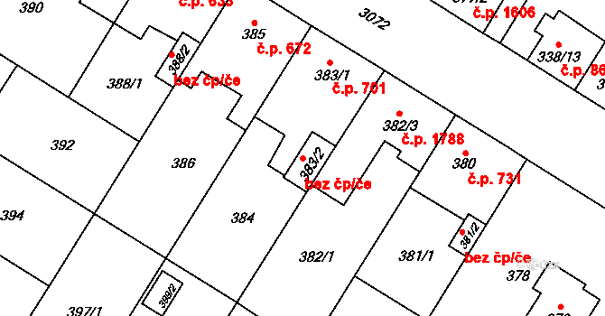Plzeň 46269282 na parcele st. 383/2 v KÚ Bolevec, Katastrální mapa