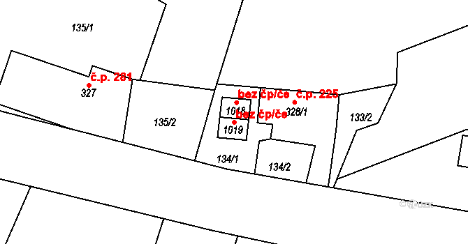 Kozlovice 46657282 na parcele st. 1019 v KÚ Kozlovice, Katastrální mapa