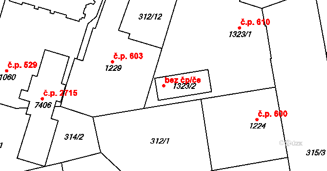 Cheb 48671282 na parcele st. 1323/2 v KÚ Cheb, Katastrální mapa