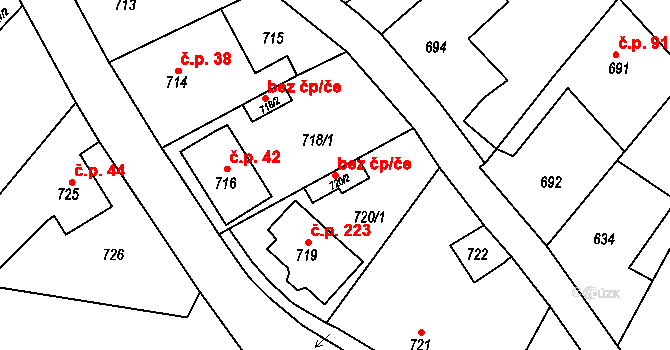 Děčín 53953282 na parcele st. 720/2 v KÚ Boletice nad Labem, Katastrální mapa