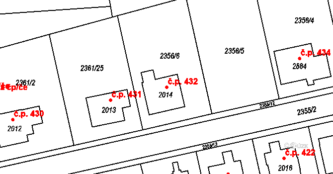 Týnské Předměstí 432, Domažlice na parcele st. 2014 v KÚ Domažlice, Katastrální mapa