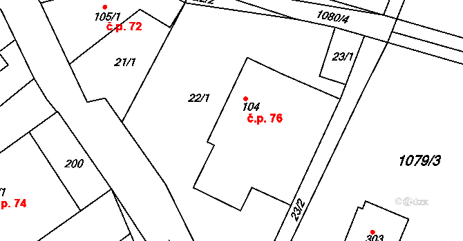 Dolní Roveň 7458282 na parcele st. 104 v KÚ Dolní Roveň, Katastrální mapa