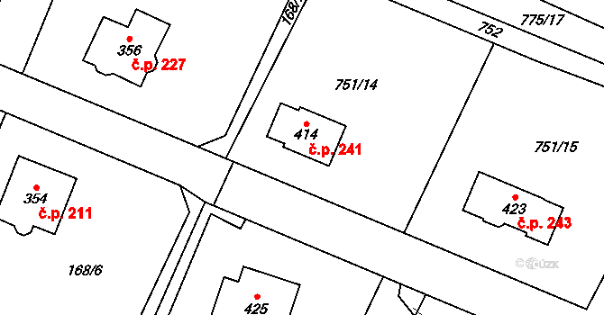 Lužany 241 na parcele st. 414 v KÚ Lužany u Jičína, Katastrální mapa